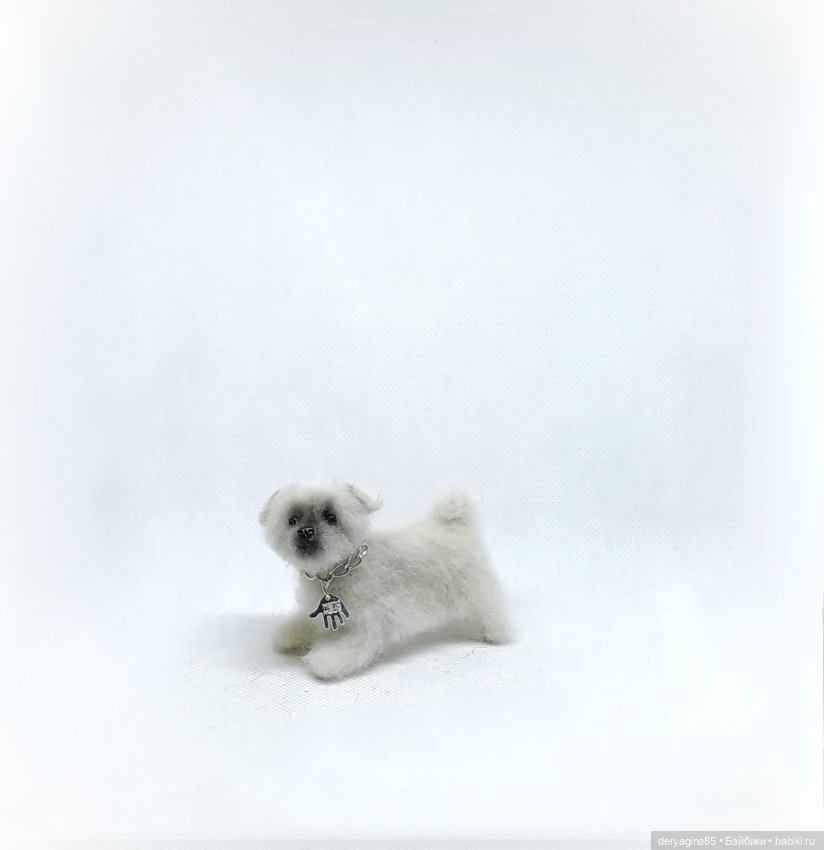 Щенок мальтезе — Валяные игрушки из шерсти: сухое валяние (фото 3)
