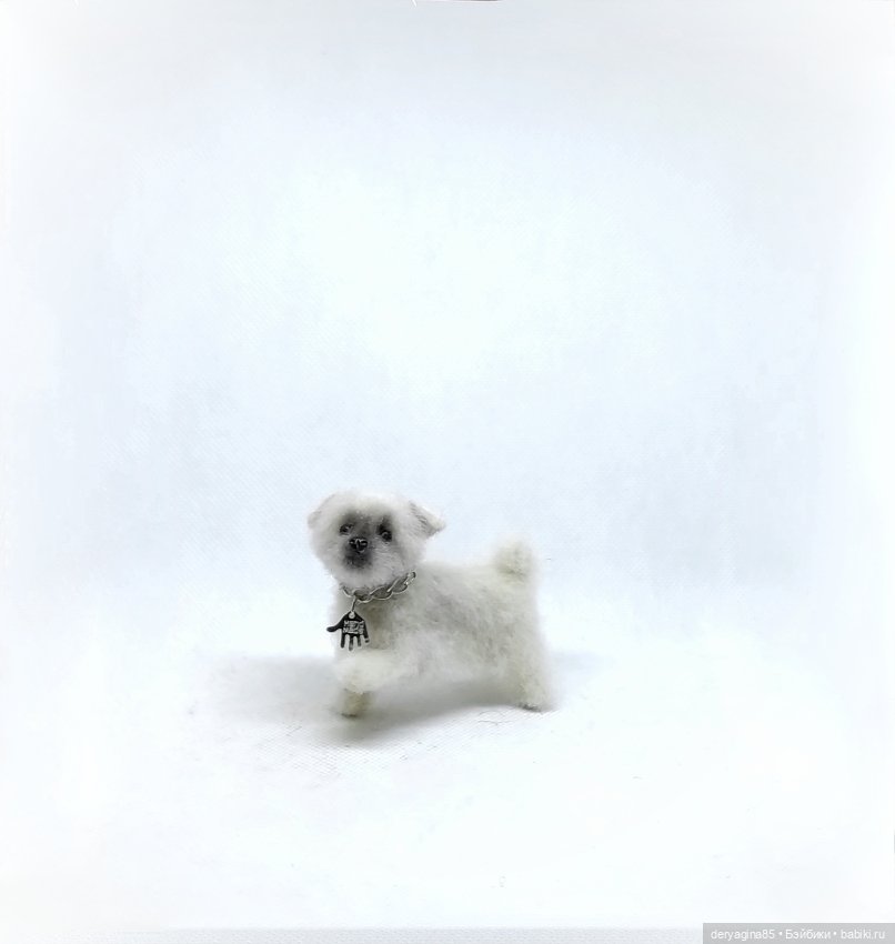 Щенок мальтезе — Валяные игрушки из шерсти: сухое валяние (фото 4)