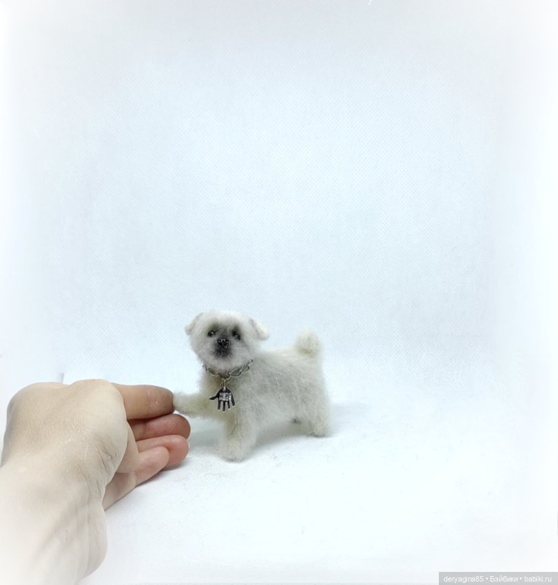Щенок мальтезе — Валяные игрушки из шерсти: сухое валяние (фото 7)