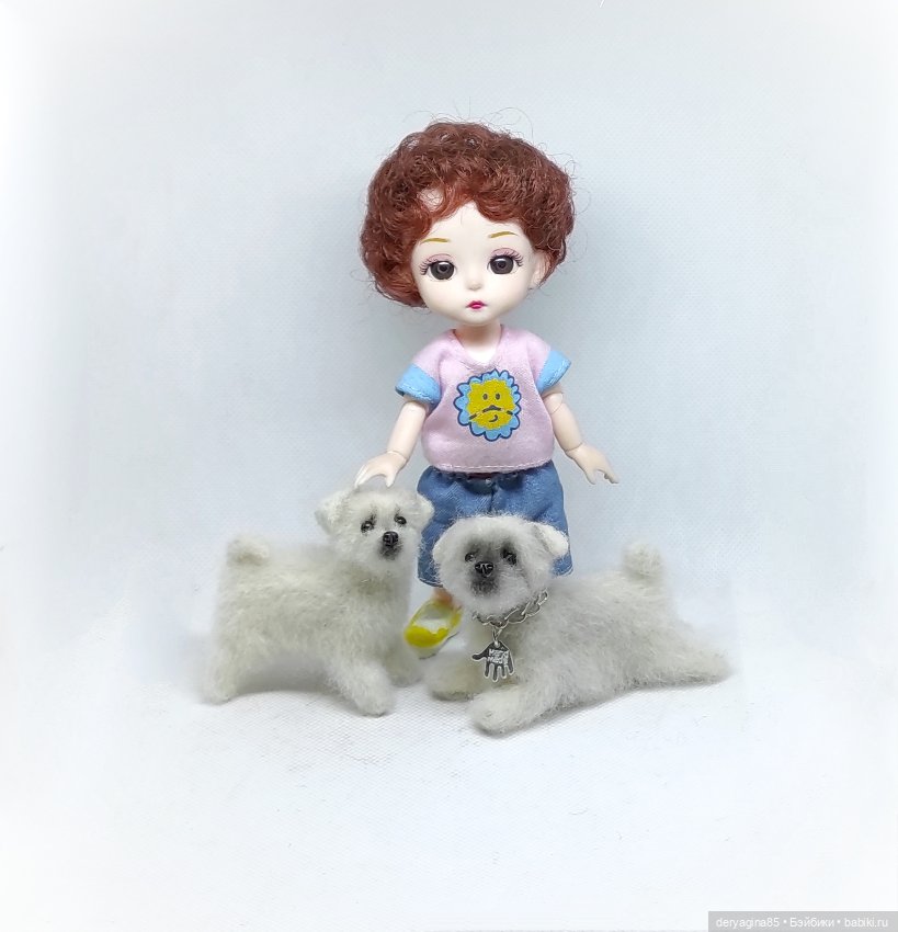 Щенки мальтезе — Валяные игрушки из шерсти: сухое валяние