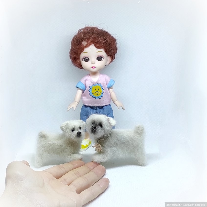 Щенки мальтезе — Валяные игрушки из шерсти: сухое валяние