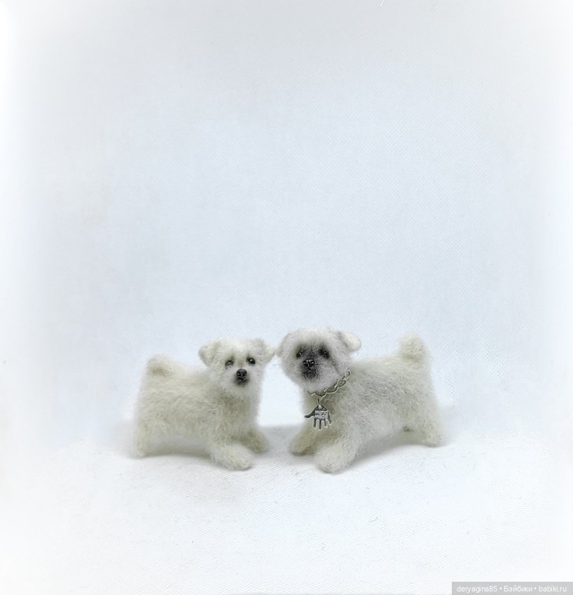 Щенки мальтезе — Валяные игрушки из шерсти: сухое валяние (фото 3)