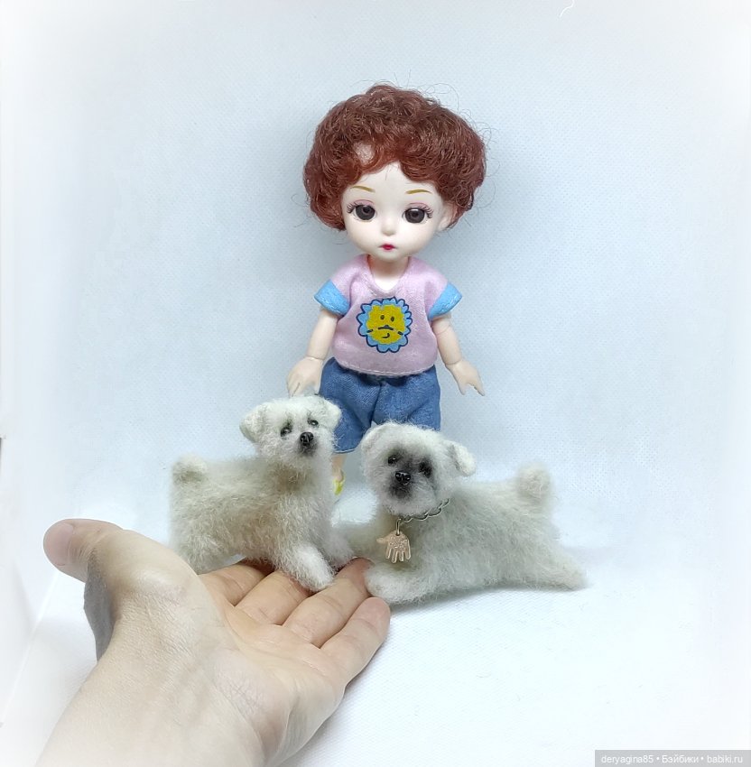 Щенки мальтезе — Валяные игрушки из шерсти: сухое валяние (фото 8)