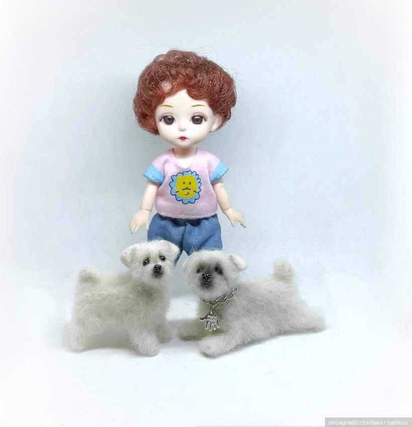 Щенки мальтезе — Валяные игрушки из шерсти: сухое валяние (фото 5)