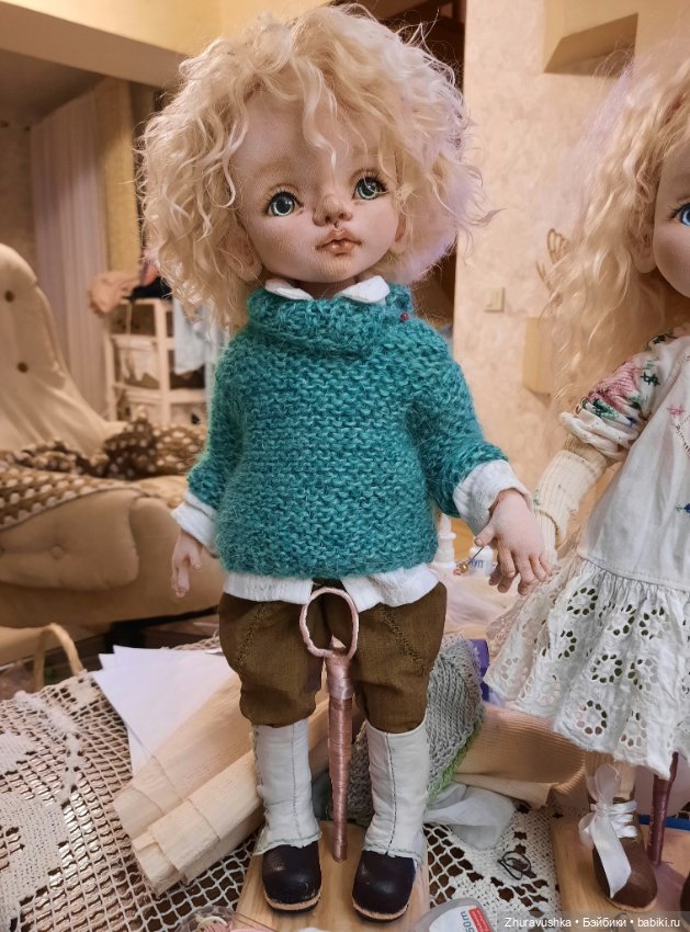 Куколка мальчик. Интерьерная текстильная куколка (фото 4)