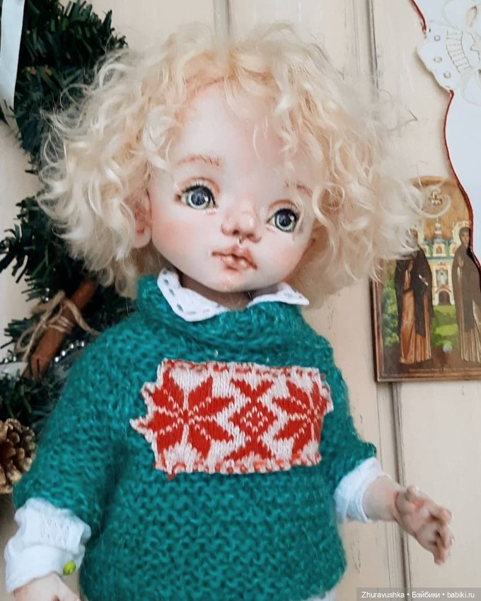 Куколка мальчик. Интерьерная текстильная куколка