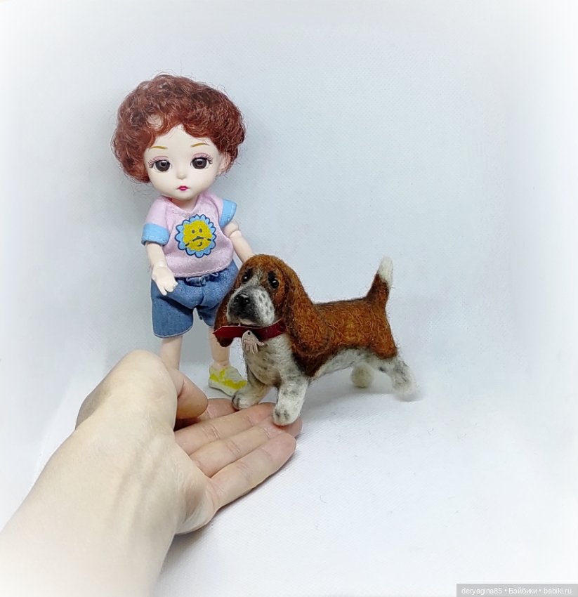 Бассет хаунд — Валяные игрушки из шерсти: сухое валяние (фото 6)