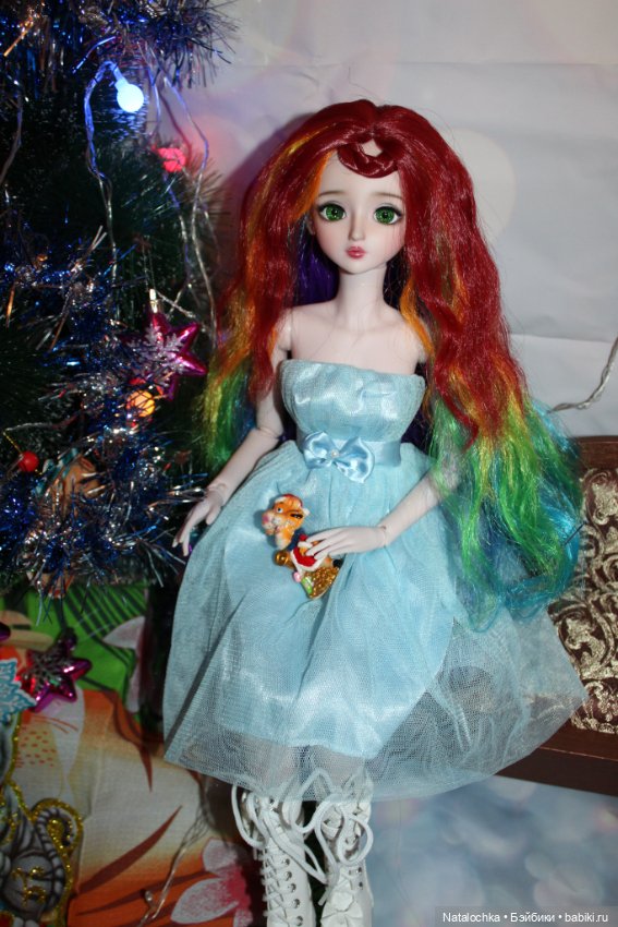 С Новым Годом 2022- Поздравление от куколки Милли ("Звезда подиума", 60 см, 11 молд, ооак)