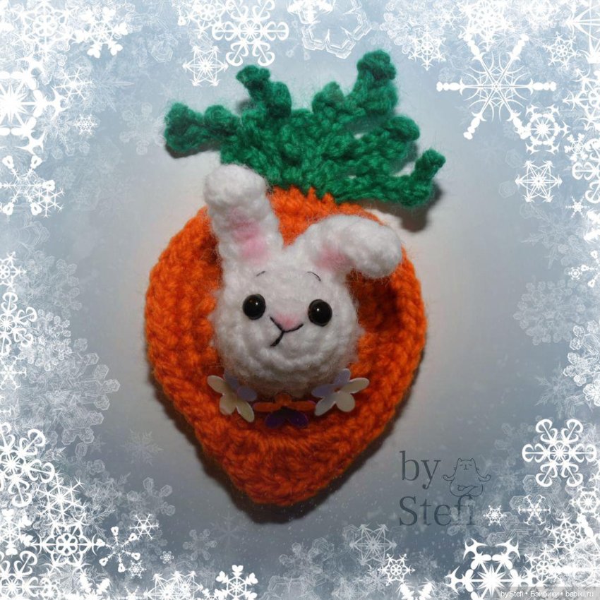 Морковный кролик. Магнитик на холодильник