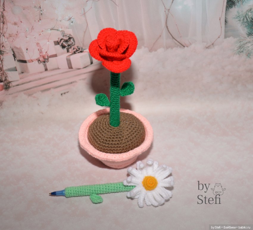 Розочка-ручка — Вязаные игрушки и амигуруми: крючком (фото 4)