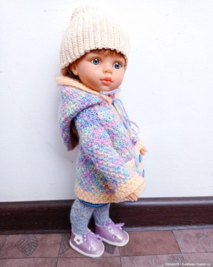 Пальто с капюшоном спицами для паолочки