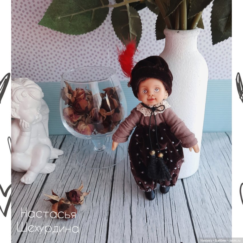 Интерьерная кукла ручной работы в винтажном стиле (фото 8)