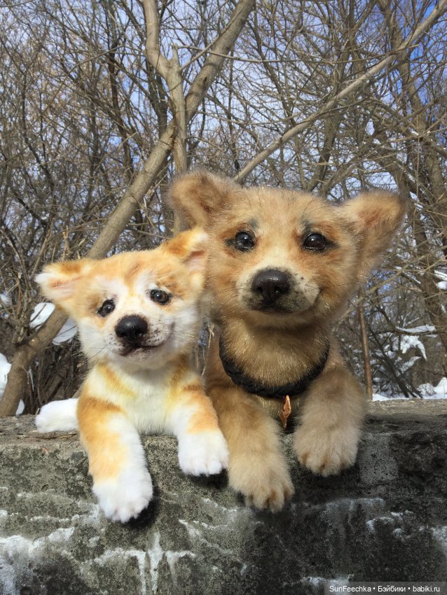 Реалистичные мягкие игрушки в стиле натюр. К нам приехал второй щенок