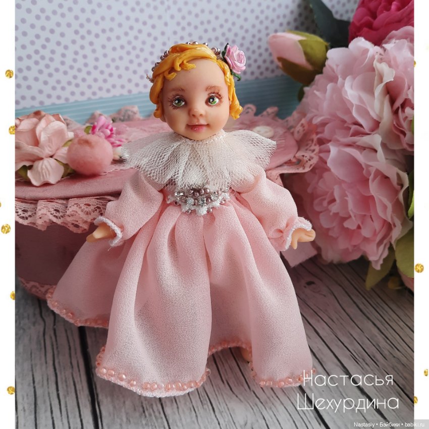 Интерьерная кукла ручной работы в винтажном стиле (фото 6)
