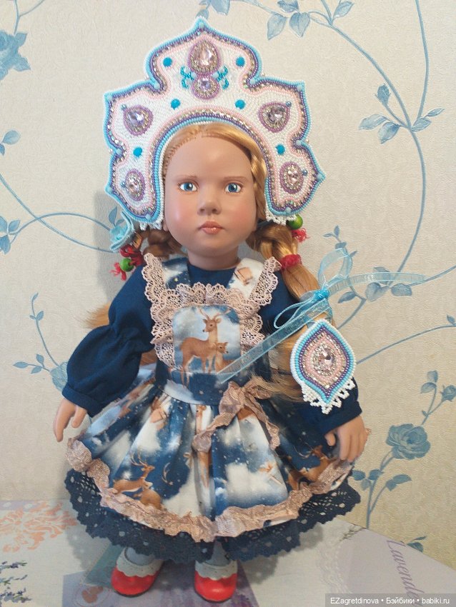 Кокошник оплечье и накосник для кукол На заре