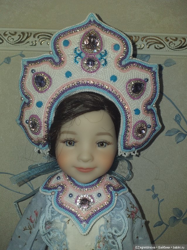 Кокошник оплечье и накосник для кукол На заре