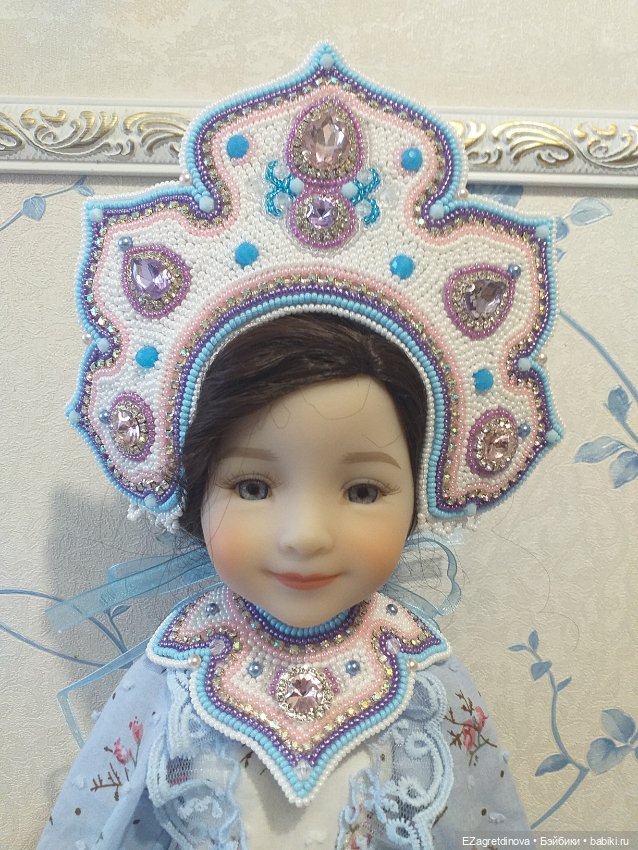 Кокошник оплечье и накосник для кукол На заре