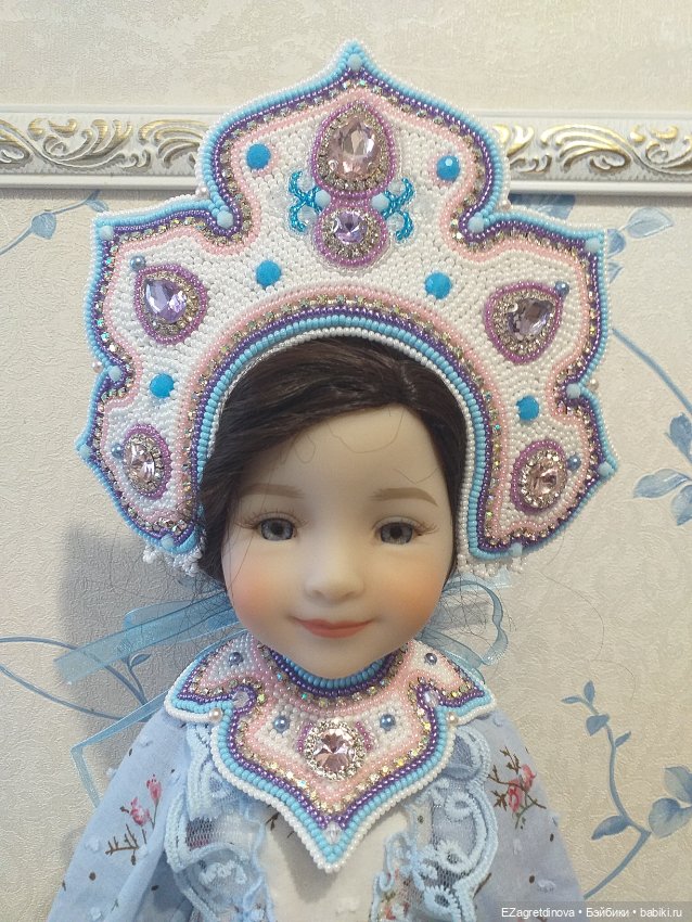 Кокошник оплечье и накосник для кукол На заре