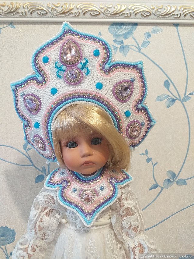 Кокошник оплечье и накосник для кукол На заре