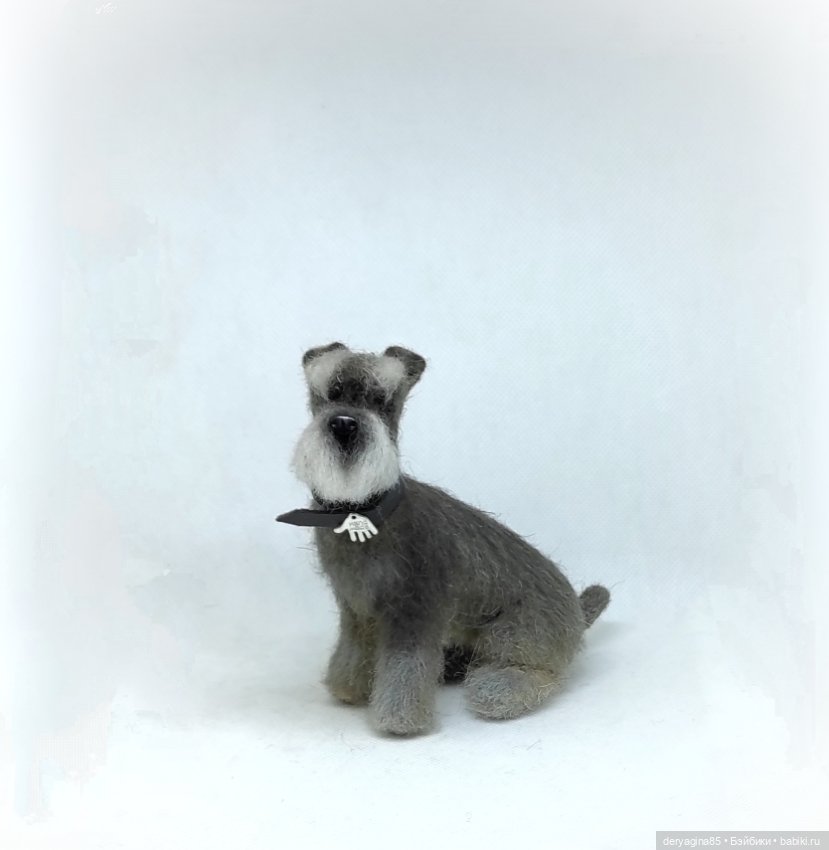 Миттельшнауцер — Валяные игрушки из шерсти: сухое валяние