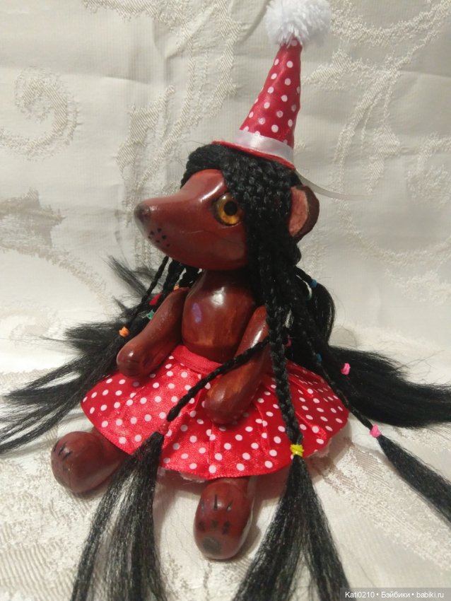 Деревянная клоунесса-медвежонок