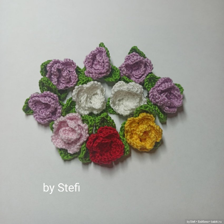 Брошки. Розочки — Вязаные игрушки и амигуруми: крючком (фото 2)