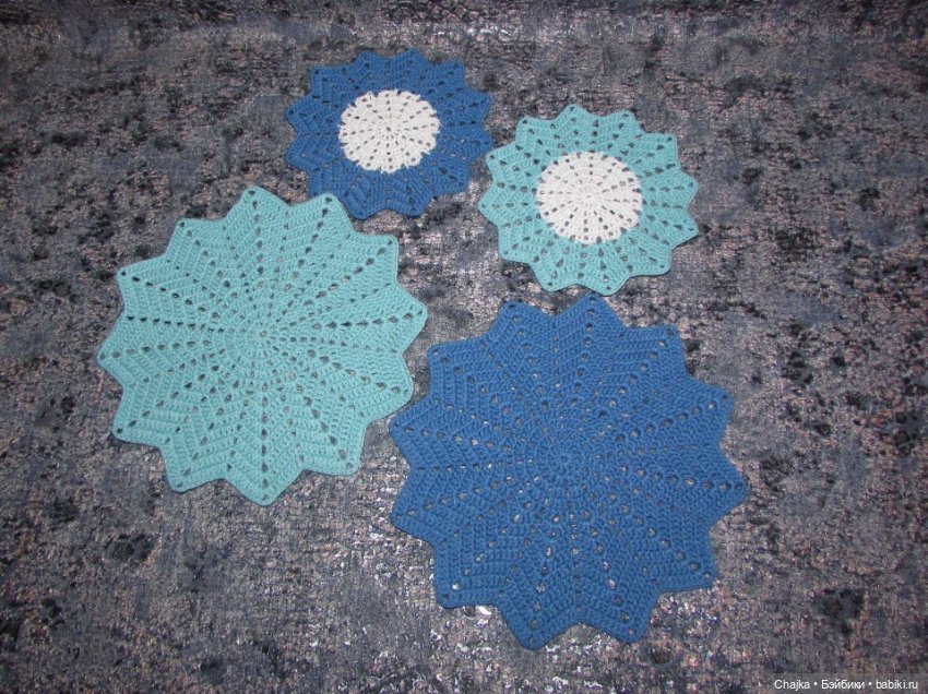 "ПИОН" - набор из 5 вязаных салфеток (фото 4)