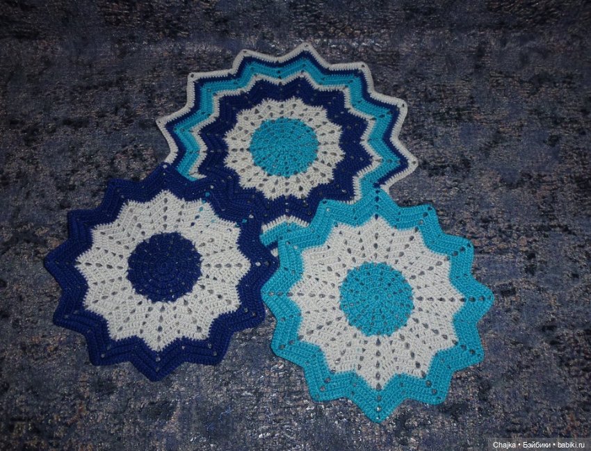 "К Новому Году" - набор из 5 вязаных салфеток (фото 8)