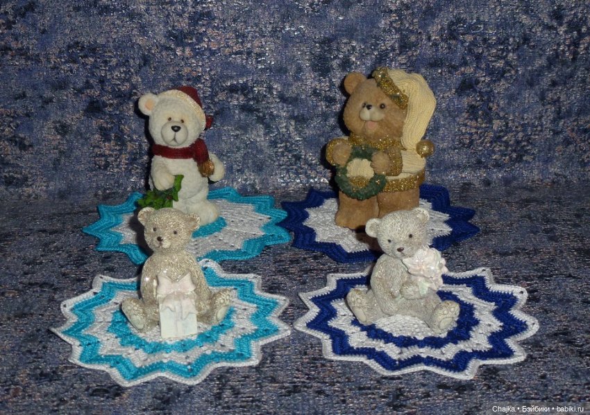 "К Новому Году" - набор из 5 вязаных салфеток (фото 5)