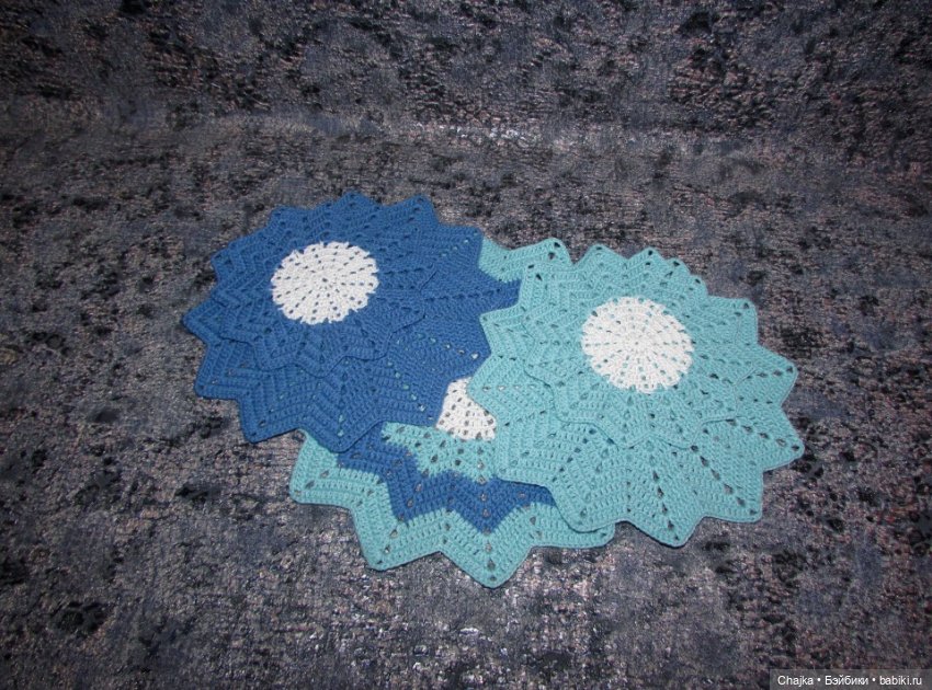 "ПИОН" - набор из 5 вязаных салфеток (фото 3)