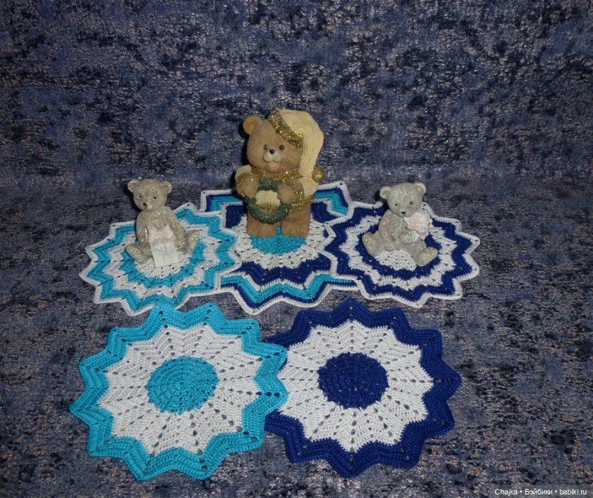 "К Новому Году" - набор из 5 вязаных салфеток (фото 9)