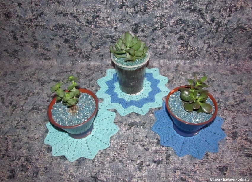 "ПИОН" - набор из 5 вязаных салфеток (фото 7)