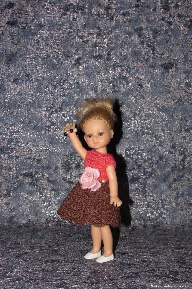 Авторское вязаное платье на кукол Паола Рейна мини - 21 см (Paola Reina mini - 21 cm) (фото 7)