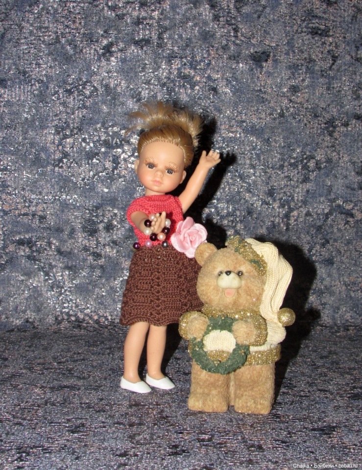 Авторское вязаное платье на кукол Паола Рейна мини - 21 см (Paola Reina mini - 21 cm) (фото 9)