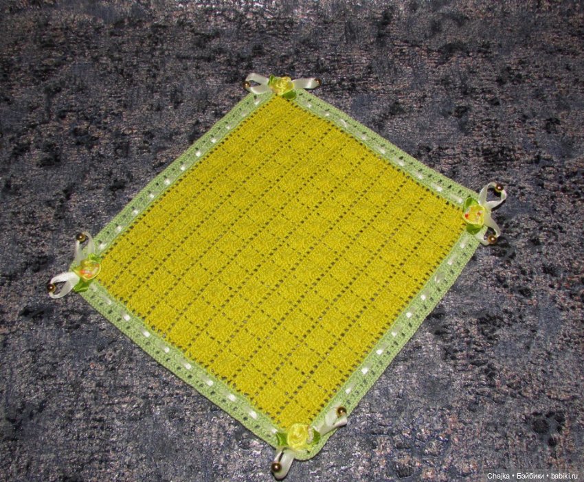 Авторский вязаный плед для куклы или медведя