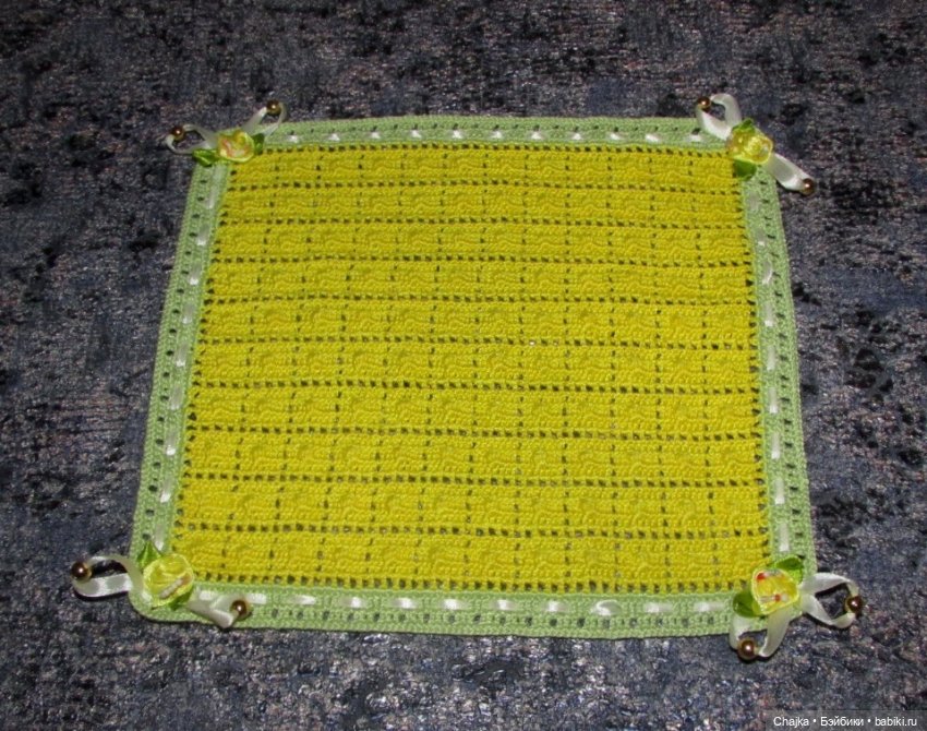 Авторский вязаный плед для куклы или медведя