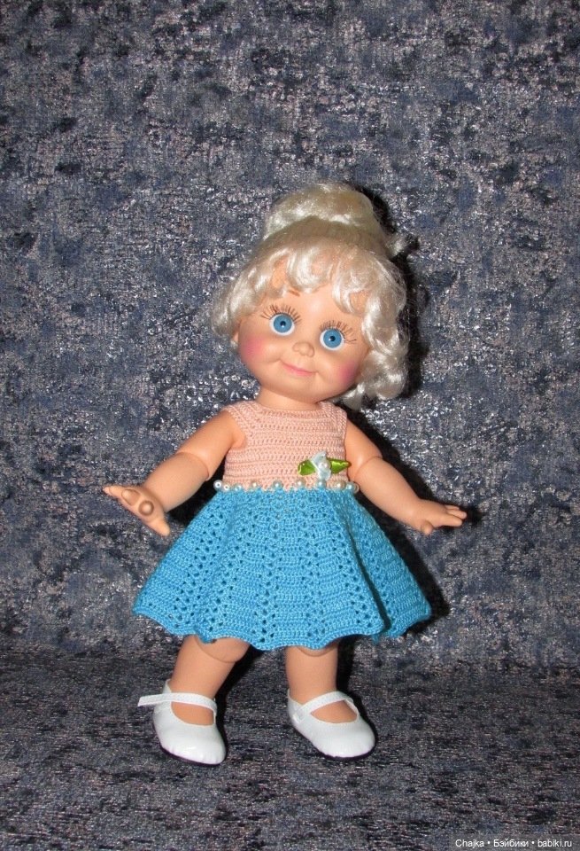 Авторский вязаный наряд для кукол Galoob Baby Face (34 см) (фото 4)