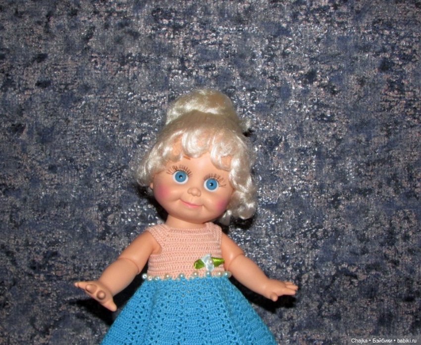 Авторский вязаный наряд для кукол Galoob Baby Face (34 см) (фото 3)