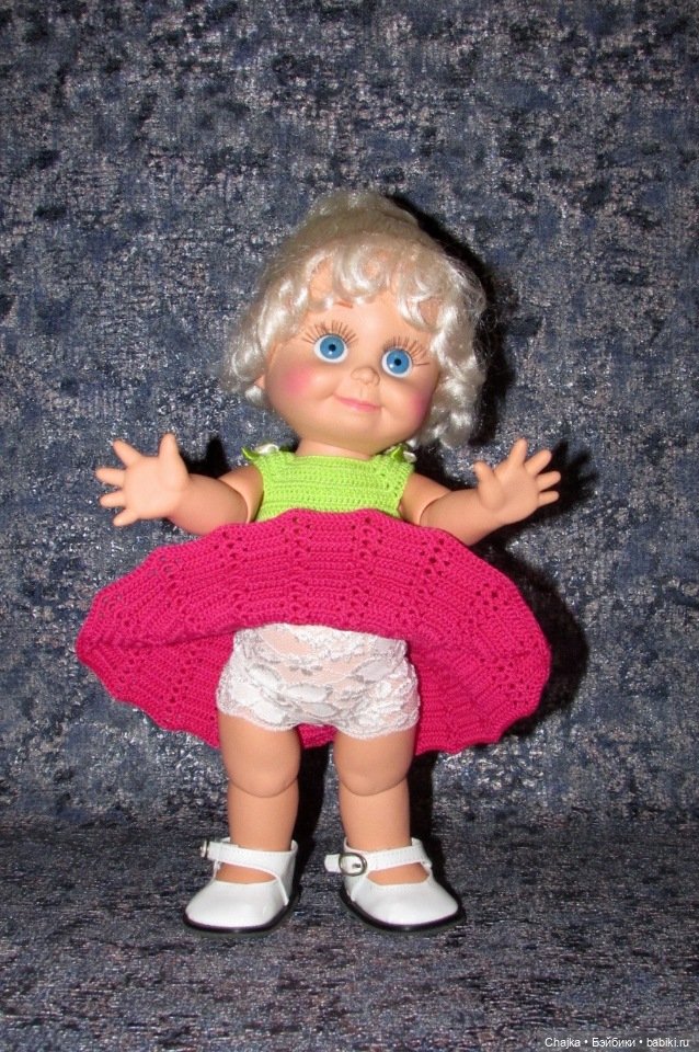 Авторский вязаный наряд для кукол Galoob Baby Face (34 см) (фото 6)