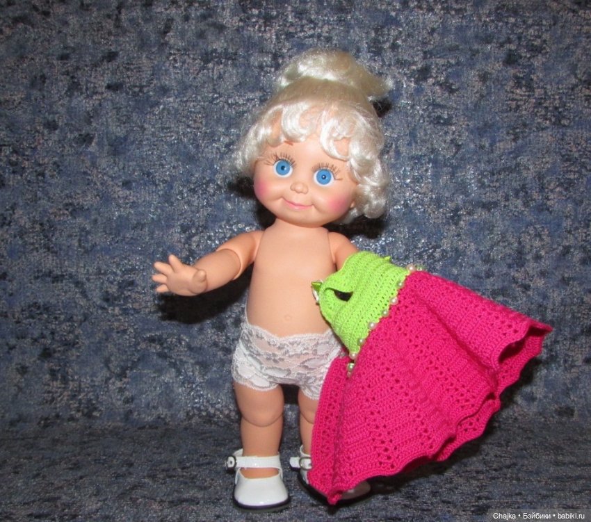 Авторский вязаный наряд для кукол Galoob Baby Face (34 см) (фото 7)