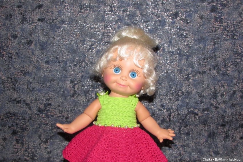 Авторский вязаный наряд для кукол Galoob Baby Face (34 см) (фото 5)