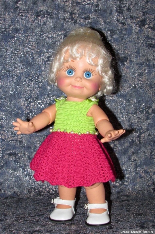 Авторский вязаный наряд для кукол Galoob Baby Face (34 см) (фото 4)