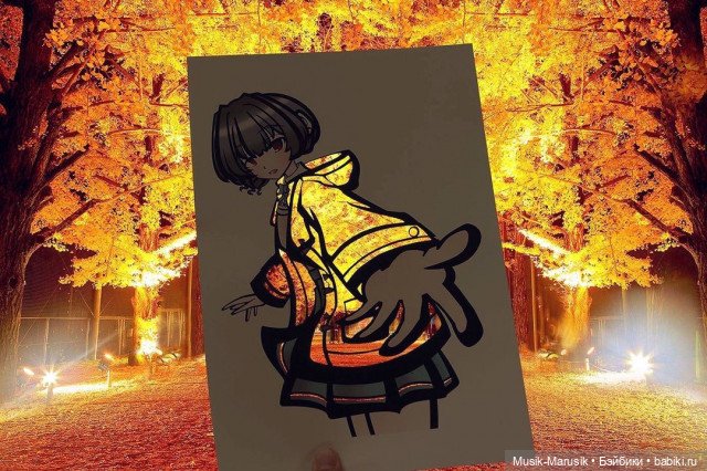 Японская художница раскрашивает вырезанные в бумаге силуэты с помощью окружающей природы (фото 3)