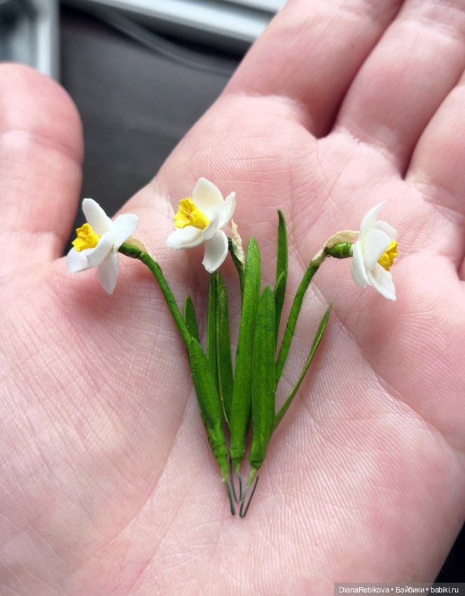 Нарциссы, 4 см — Кукольная миниатюра своими руками: еда (фото 4)