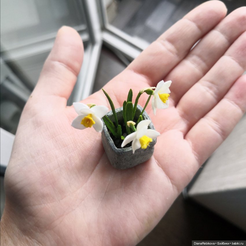 Нарциссы, 4 см — Кукольная миниатюра своими руками: еда (фото 5)