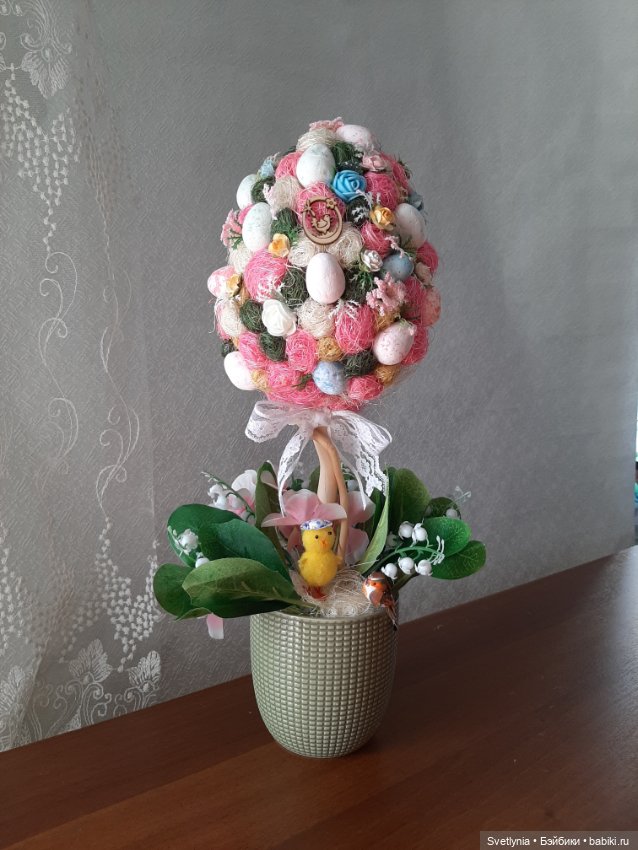 Пасхальный топиарий — Авторские игрушки из разных материалов: синельная проволока