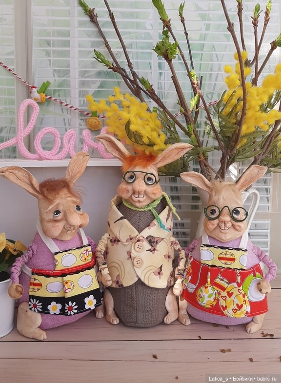 Пасхальные кролики — Лепка авторских игрушек и папье