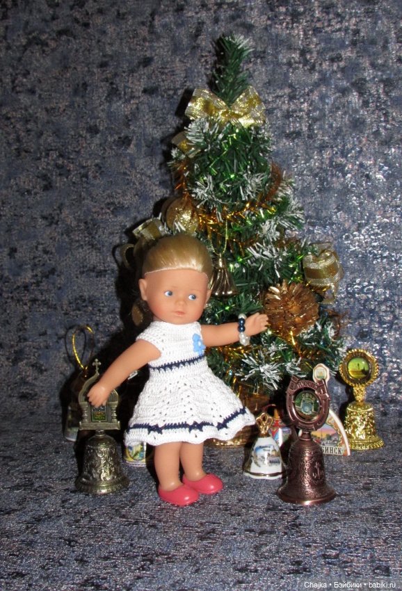 Авторские вязаные платья на кукол Королинки мини ( Corolle mini - 20 cm ) (фото 4)