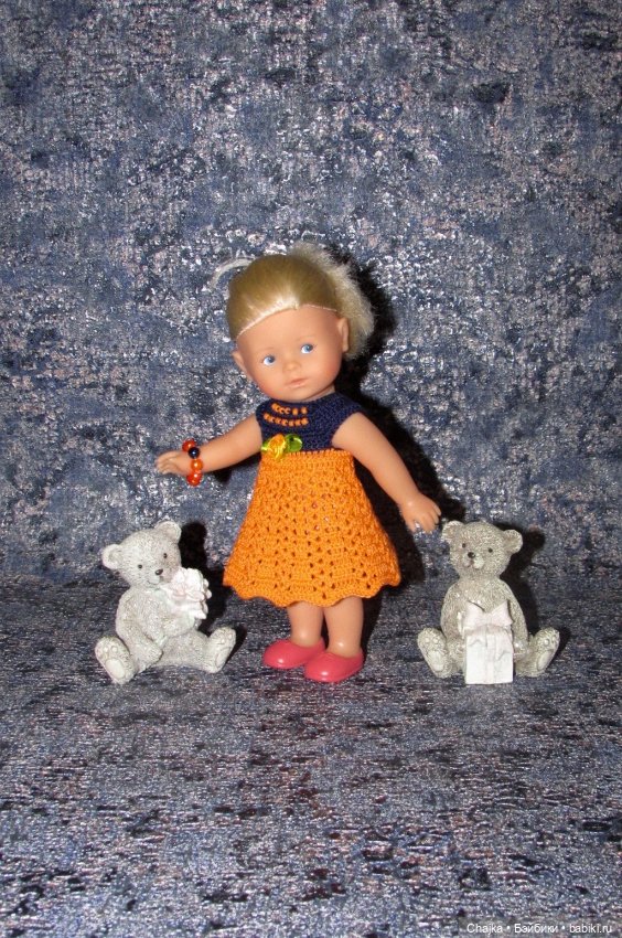 Авторские вязаные платья на кукол Королинки мини ( Corolle mini - 20 cm )