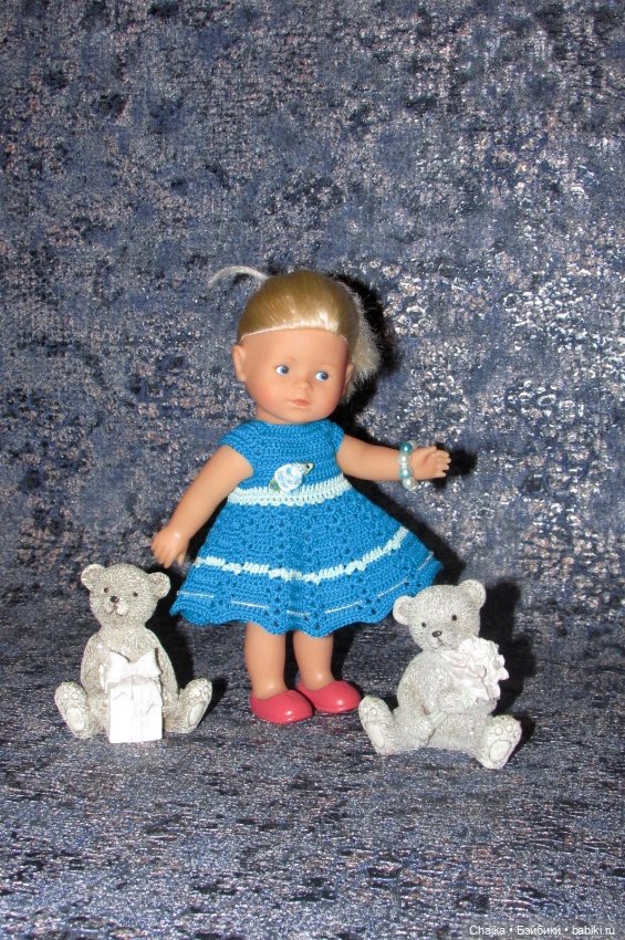Авторские вязаные платья на кукол Королинки мини ( Corolle mini - 20 cm ) (фото 10)